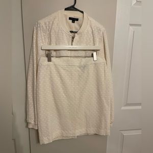Ann Taylor white skirt and jacket set, size medium jacket and 10 petite skirt.